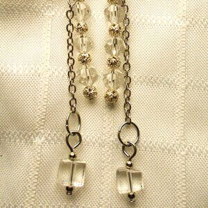 No.11 Handmade earrings with glass beads, cristals and small metal lace beads